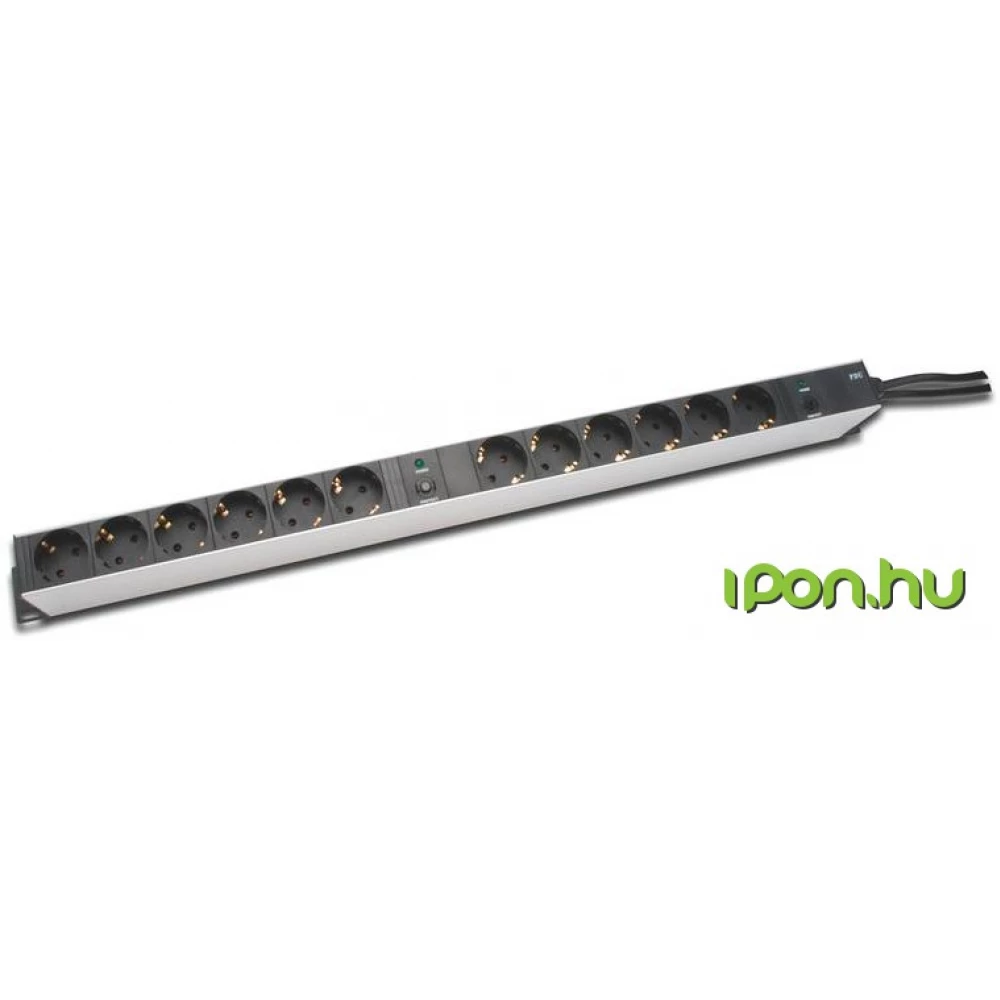 DIGITUS Aluminum outlet strip with overload protection 12 outlets DN-95405
