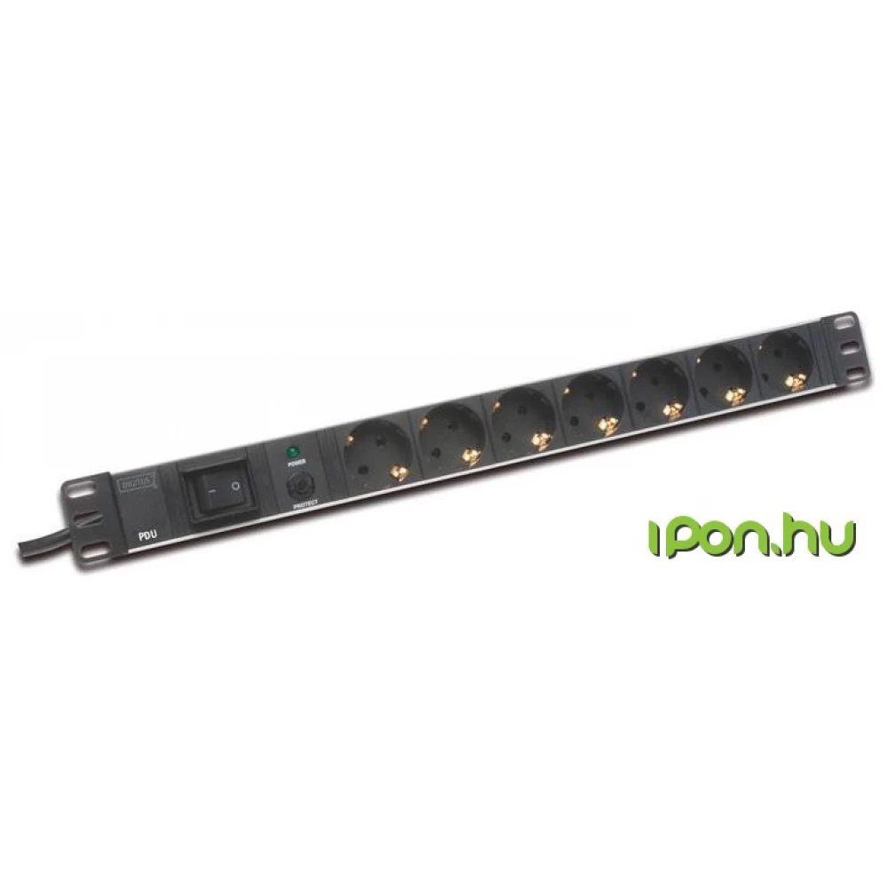 DIGITUS Aluminum outlet strip with overload protection 7 outlets
