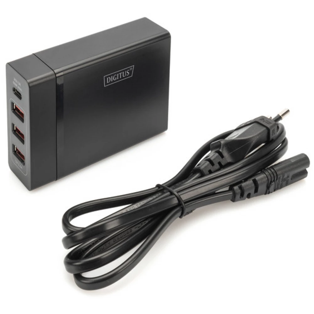 DIGITUS DA-10195 4-Port Universal USB Charging Adapter USB Type-C 72W fekete