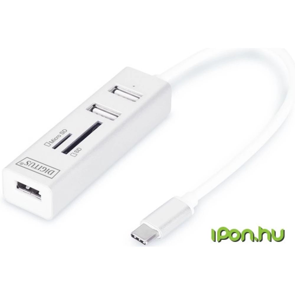 DIGITUS DA-70243 USB 2.0 Type C 3-Port OTG HUB with Card Reader