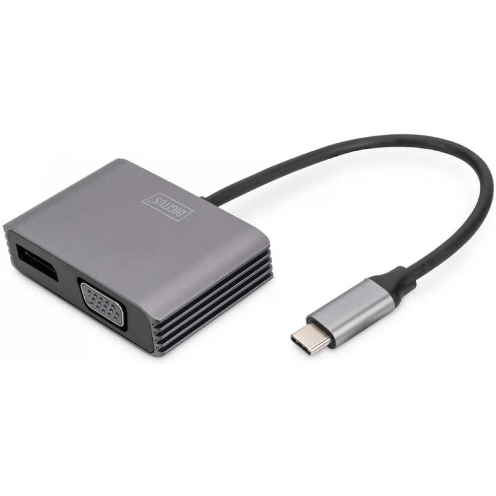 DIGITUS DA-70827 USB Type-C 4K 2-in-1 DisplayPort + VGA Graphics Adapter