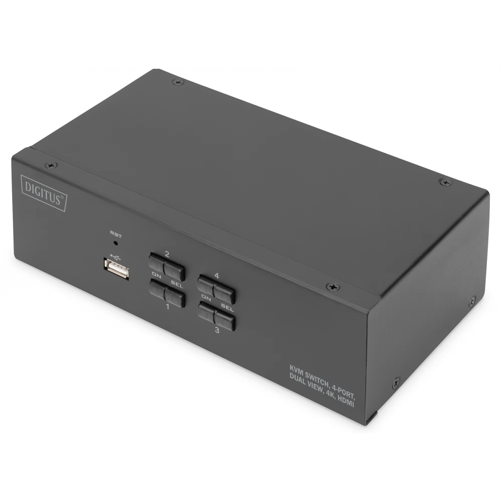 DIGITUS DS-12883 KVM Switch 4 Port Dual Display 4K HDMI