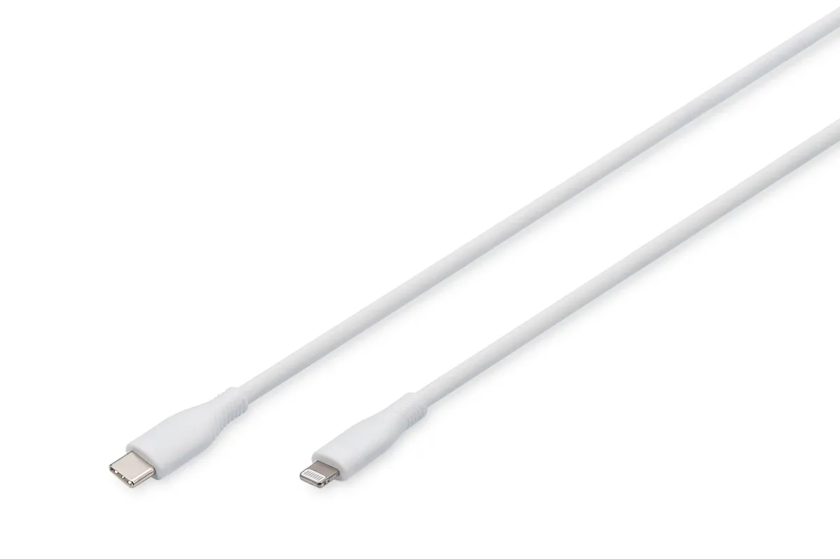 DIGITUS USB 2.0 Type C Lightning Töltő/adat Fehér 1m AK-600110-010-W