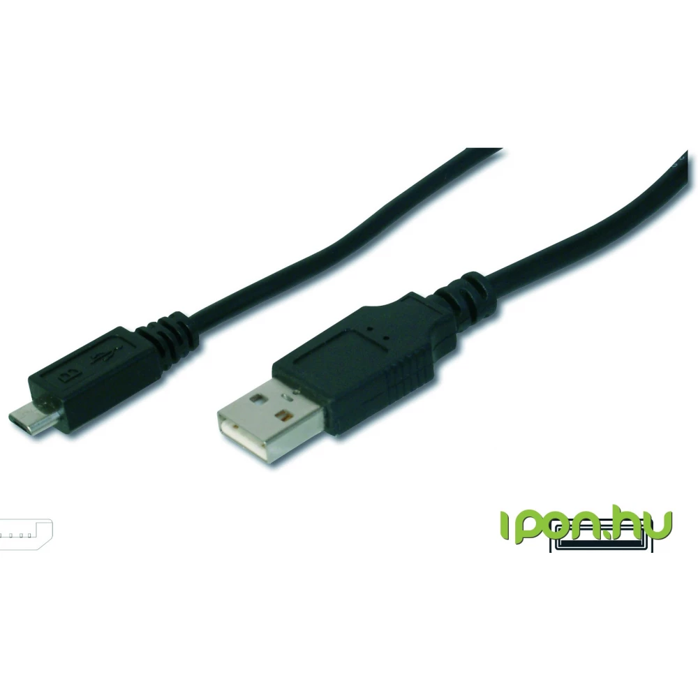 DIGITUS USB Micro USB Átalakító Fekete 1m AK-300127-010-S