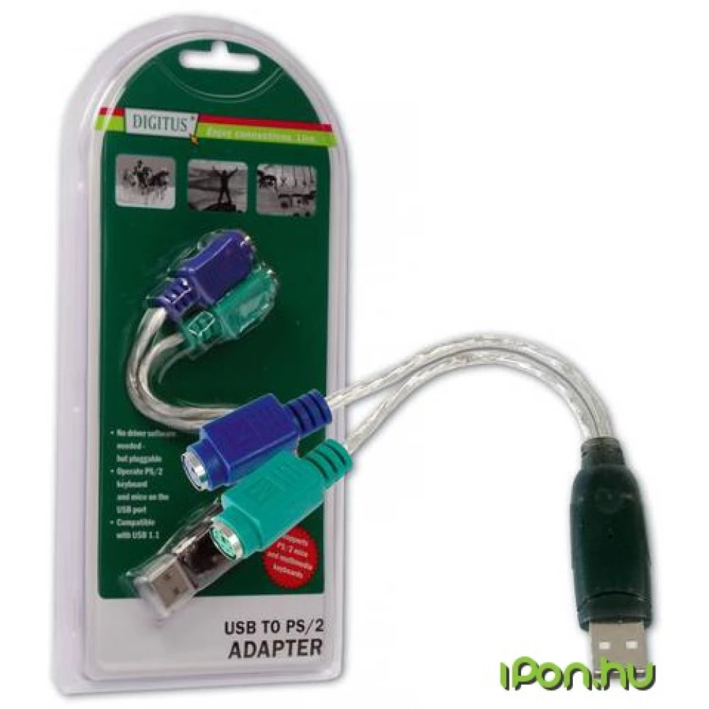DIGITUS USB PS/2 Átalakító Szürke 10cm DA-70118
