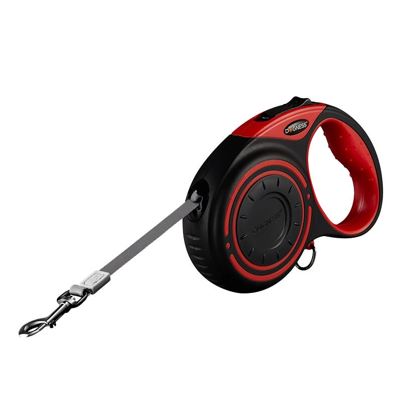 DOGNESS Autómata póráz 5m zseblámpa/bluetooth hangszóró/táskatartó piros