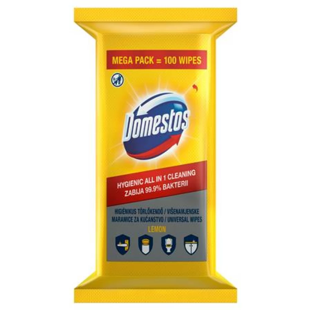 DOMESTOS 68715862 Nedves törlőkendő 100 db XXL citrom