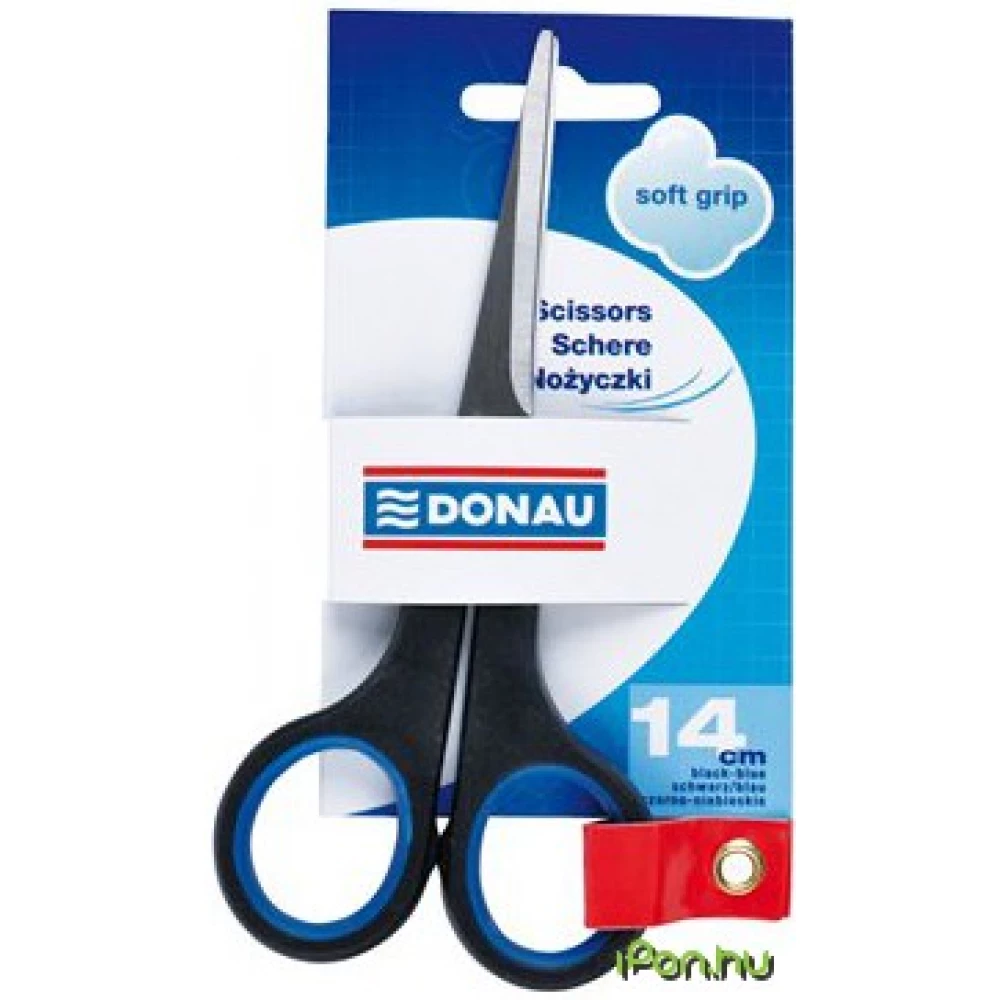 DONAU SOFT GRIP olló 14cm fekete-kék