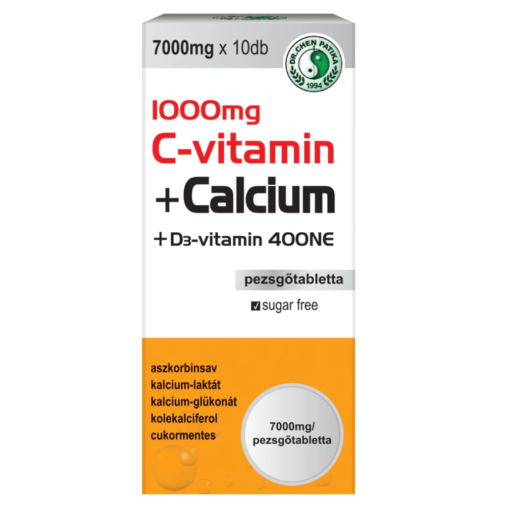 DR CHEN Dr.chen 1000mg c-vitamin+170mg kalcium+400ne d3-vitamin pezsgőtabletta 10 db
