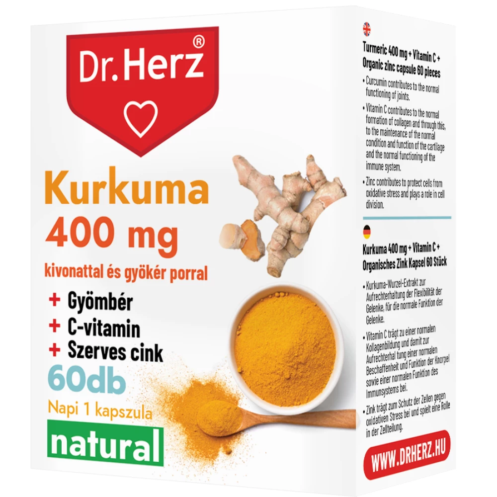DR HERZ Dr.herz kurkuma+gyömbér+c-vitamin+szerves cink 60 db kapszula
