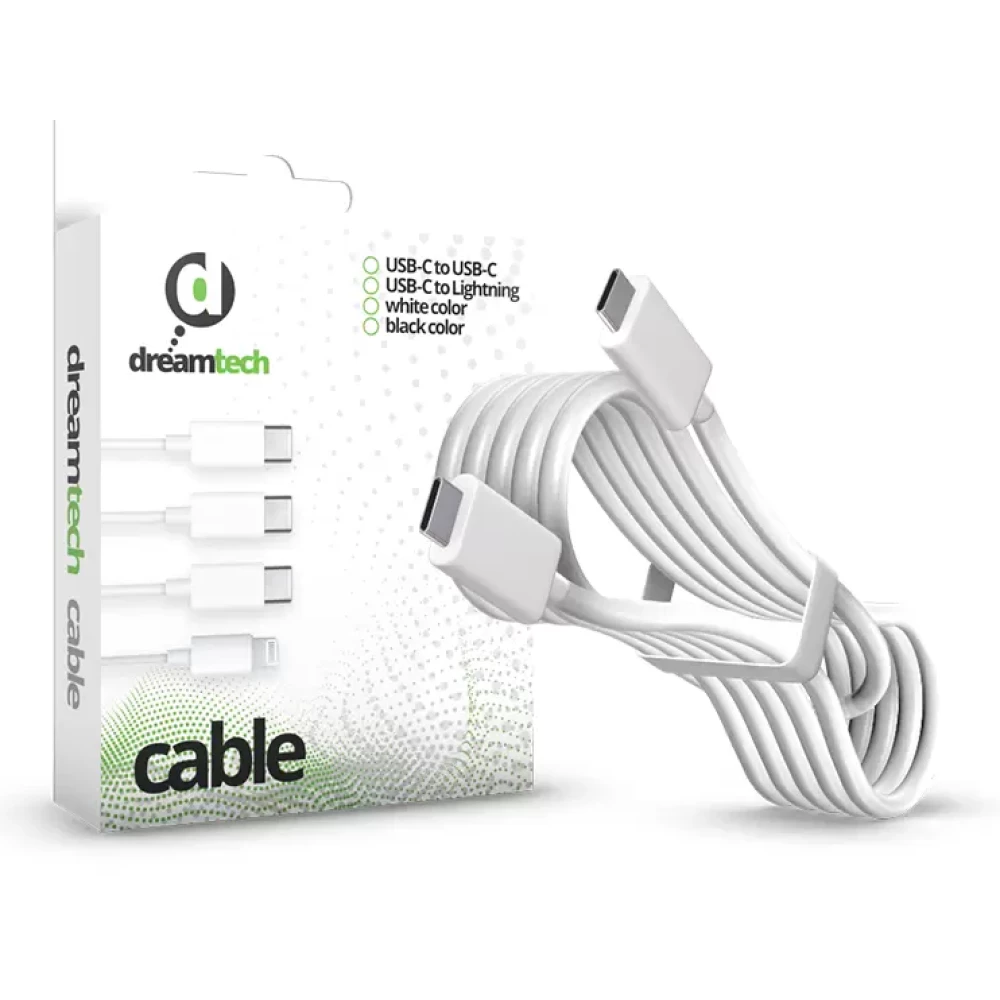 DREAMTECH PD kábel Fehér (USB-C/USB-C) 3A 60W