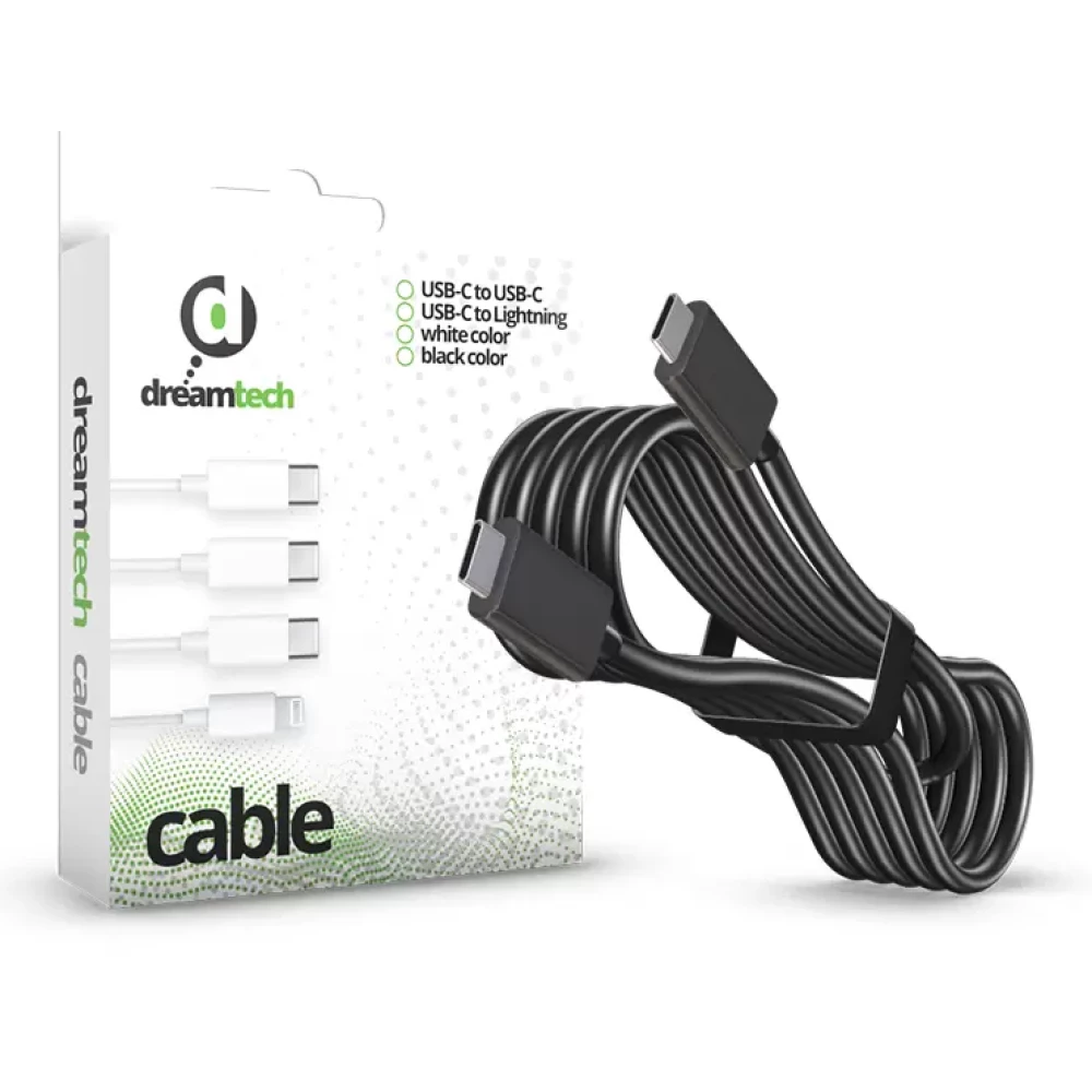 DREAMTECH PD kábel Fekete (USB-C/USB-C) 3A 60W