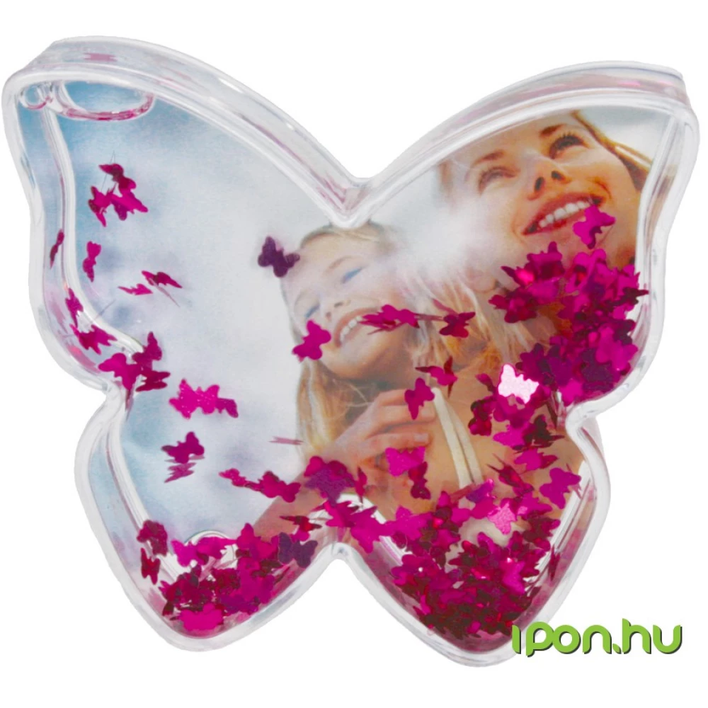 DÖRR D990547 Butterfly Shaped Snow Globe with rózsaszín Butterflies