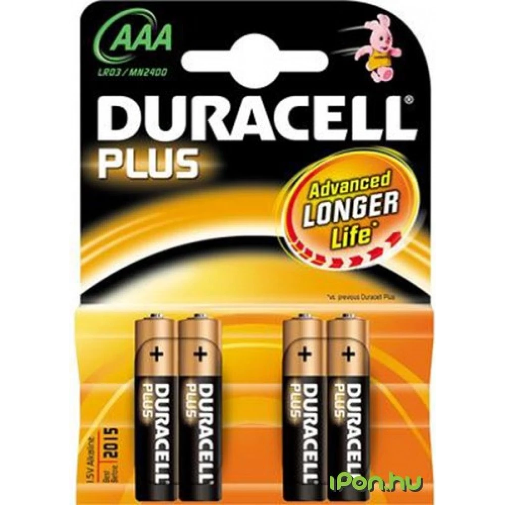 DURACELL Plus mikro ceruza elem (AAA) 4db