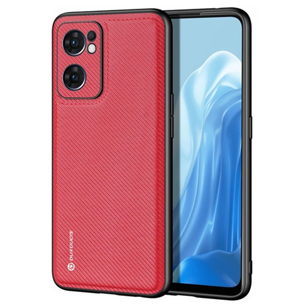 DUX DUCIS Fino műanyag + szilikon tok fényvisszaverő szövettel Samsung Galaxy M23 5G piros