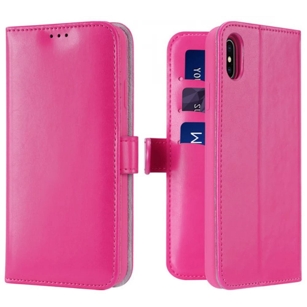 DUX DUCIS Kado oldalra nyitható bőrhatású tok iPhone XS Max rózsaszín
