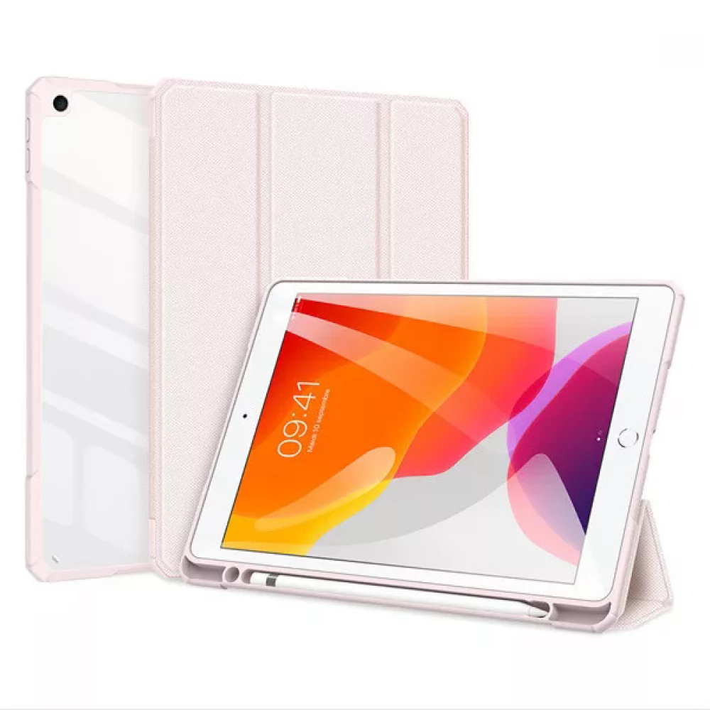DUX DUCIS Toby Trifold légpárnás sarok közepesen ütésálló S-Pen tartóval átlátszó hátlap Samsung Galaxy Tab A7 10.4 (2020) rózsaszín