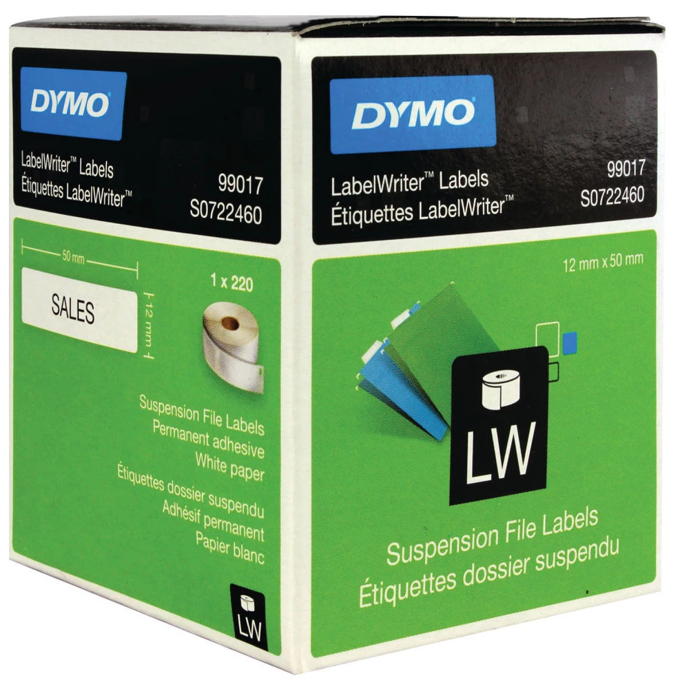 DYMO Hanging shelf labels 12x50mm 220db fehér