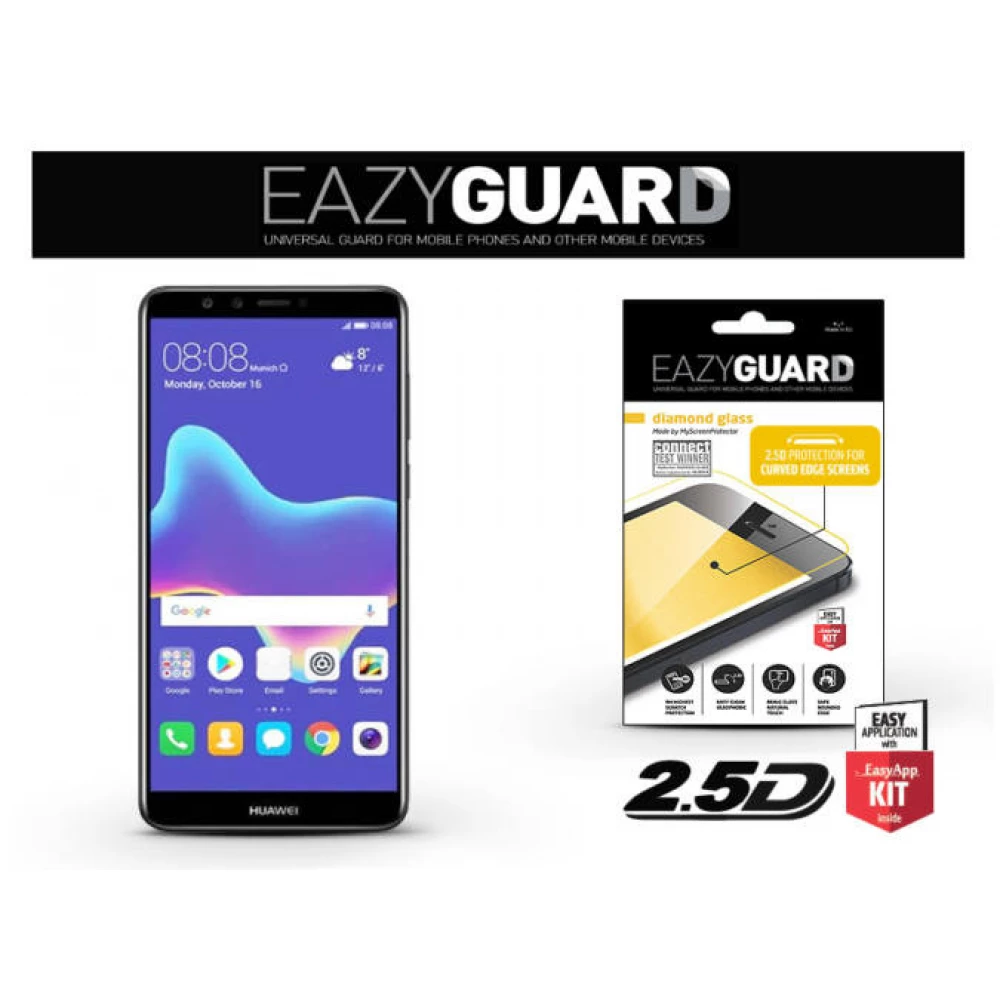 EazyGuard LA-1352 2.5D Gyémántüveg kijelzővédő Huawei Y9 (2018) fekete