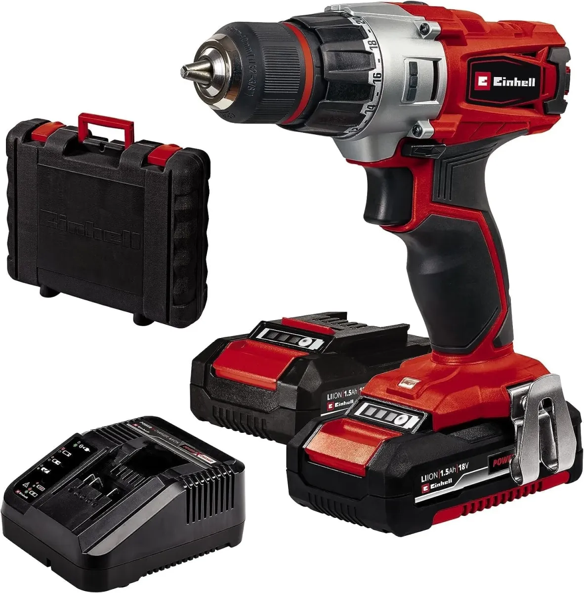EINHELL TE-CD 18/2 Li akkumulátoros csavarozó + koffer + 2 db 1.5 Ah akku