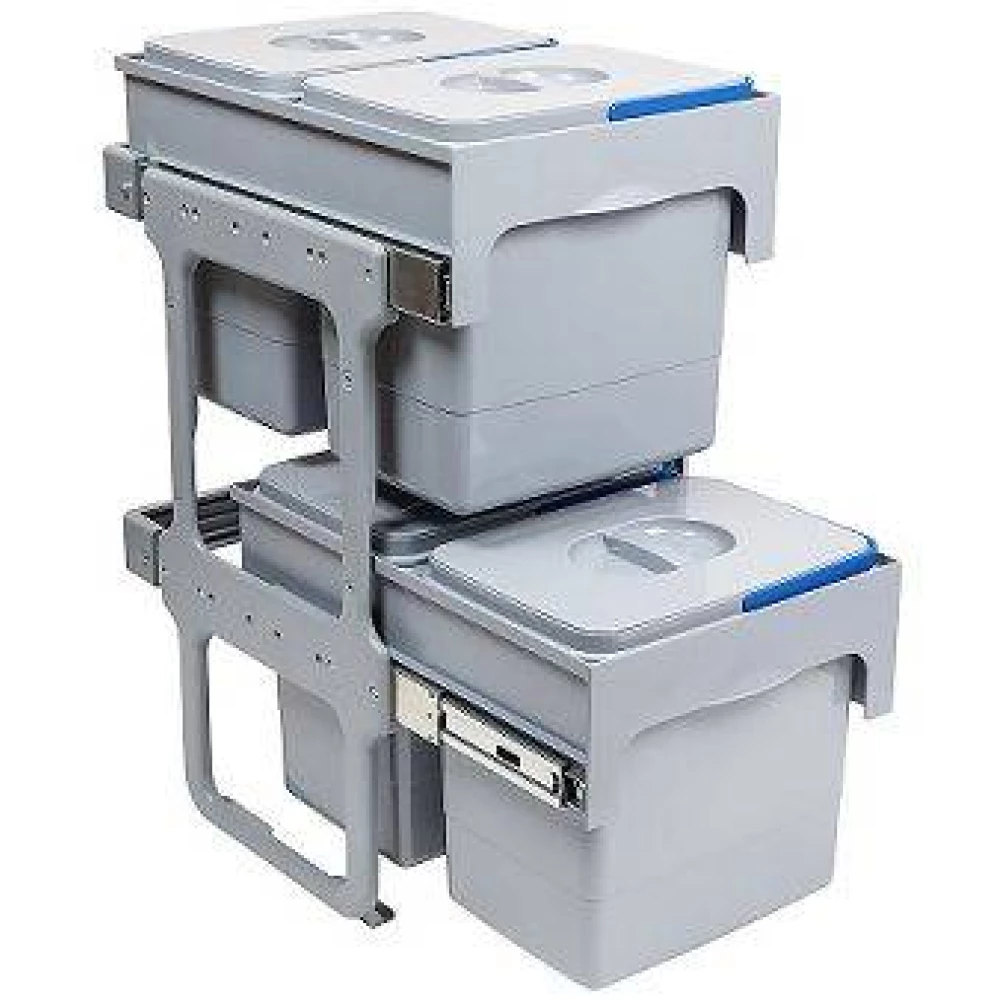 EKOTECH Beépíthető hulladékgyűjtő TANDEM SHORT 40 - 2x15+2x12 liter