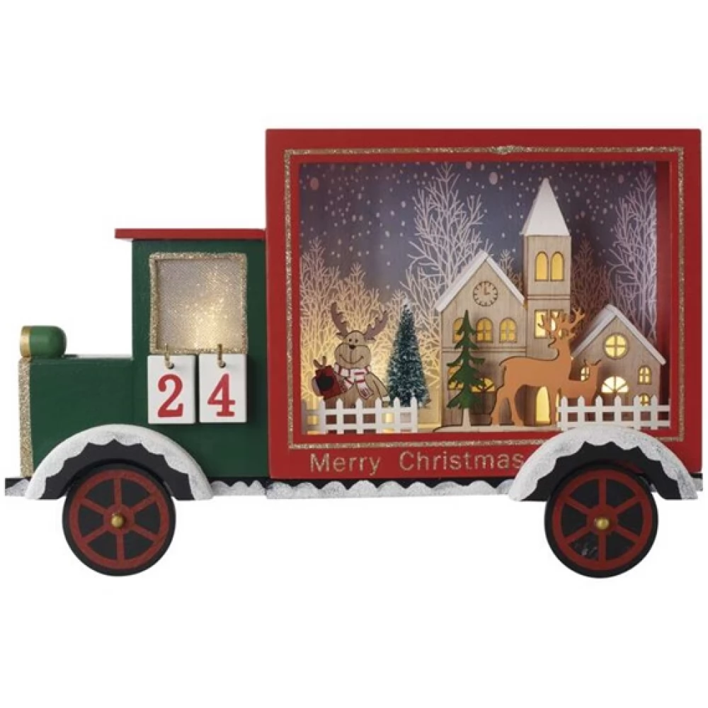EMOS DCWW32 LED adventi naptár fa autó 20x30.5 cm 2x AA beltéri meleg fehér időzítő