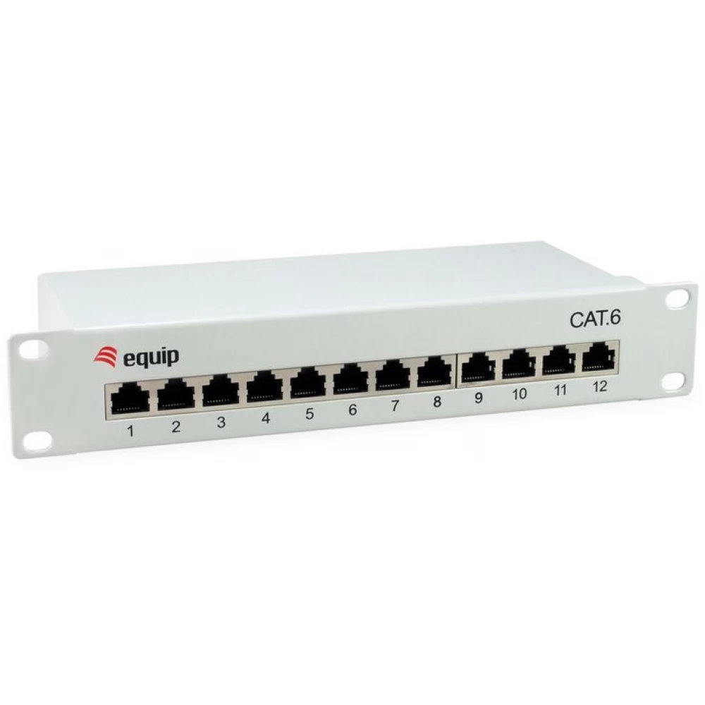 EQUIP 12-Port Cat.6 Shielded Patch Panel Light Grey 208014