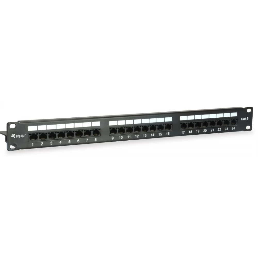 EQUIP 24-Port Cat.6 Unshielded Patch Panel Black 135425