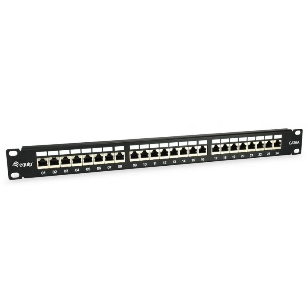 EQUIP 24-Port Cat.6A Shielded Patch Panel Black 326625