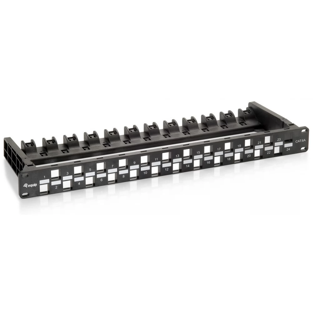 EQUIP 24-Port Keystone Cat.6A Unshielded Patch Panel Black 769225