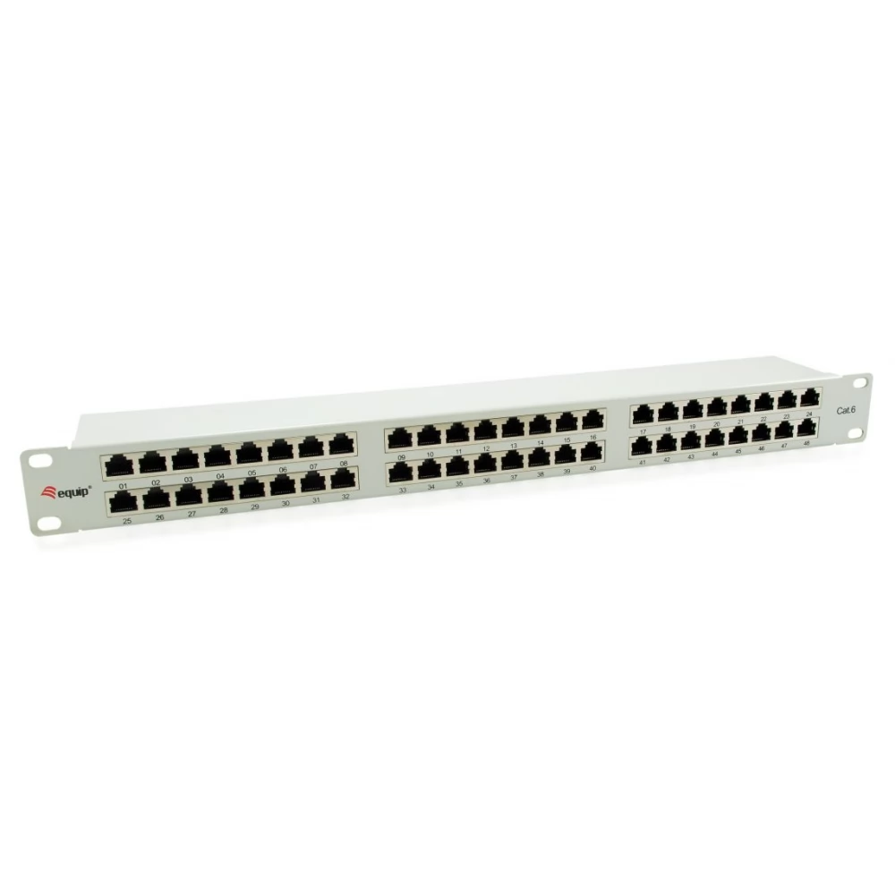 EQUIP 48-Port Cat.6 Shielded Patch Panel Light Grey 326349