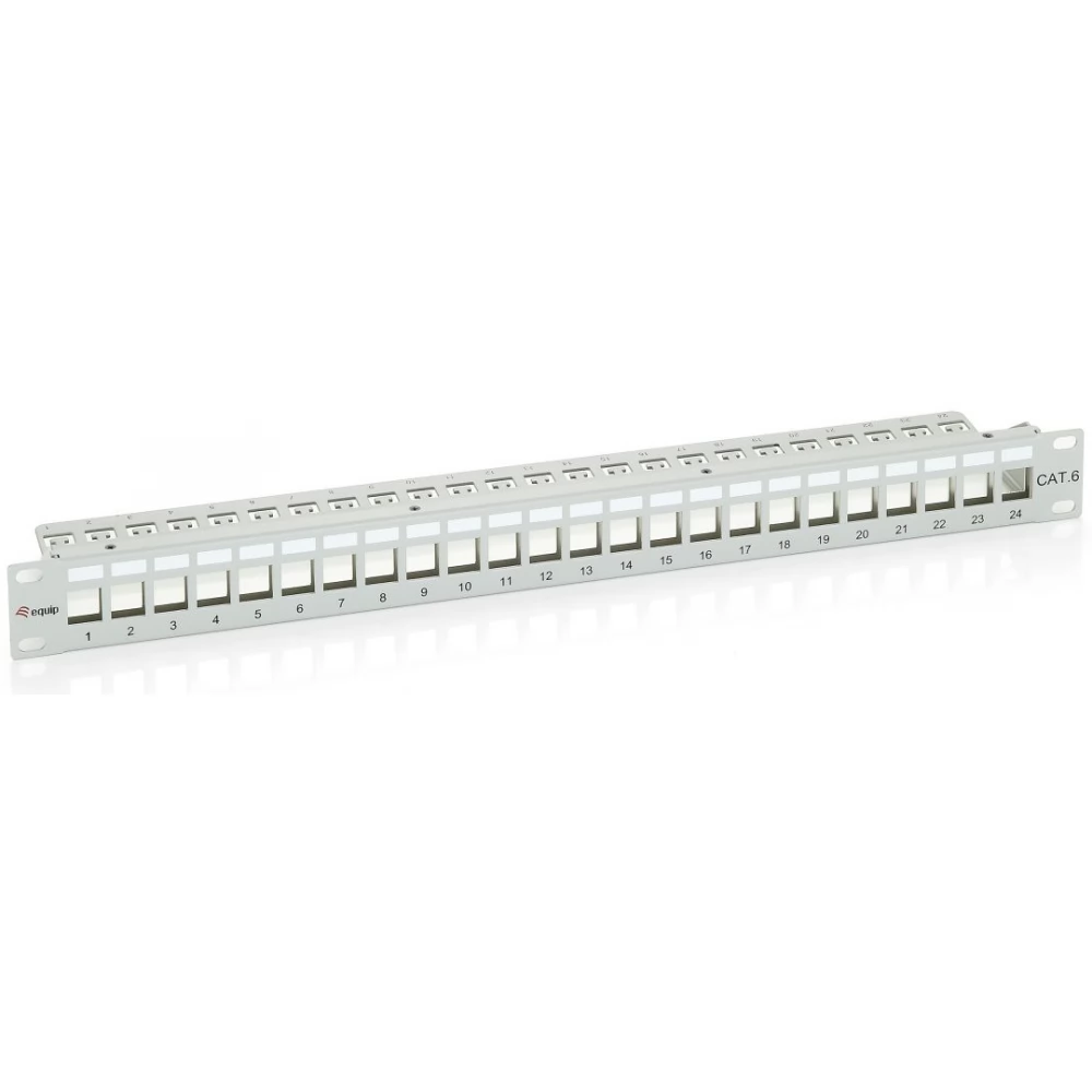 EQUIP 767124 24-Port Keystone Cat.6 Shielded Patch Panel Light Grey