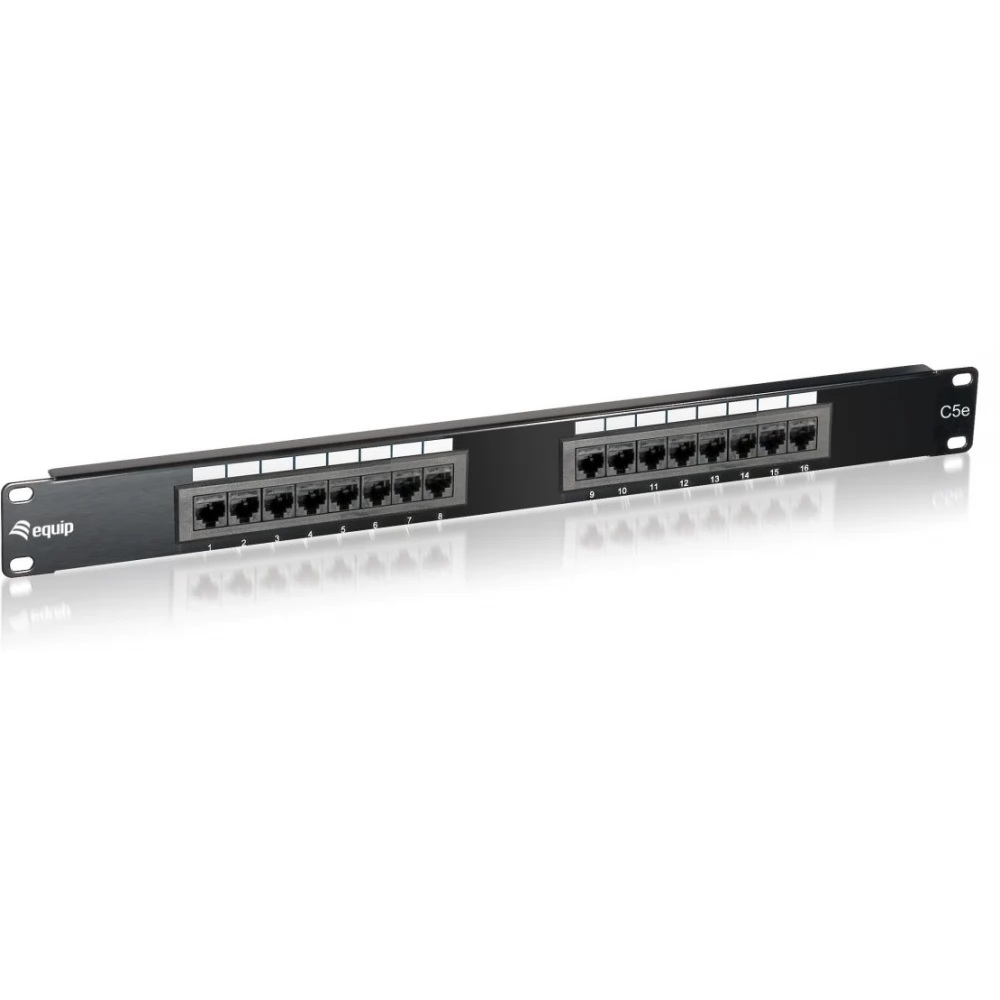 EQUIP Premium 16-Port Cat.5e Unshielded Patch Panel Black 235316