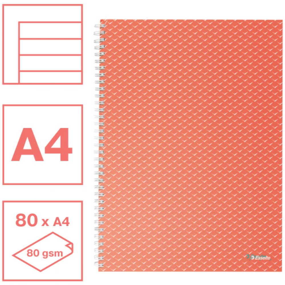 ESSELTE Colour Breeze spirálfüzet A4 vonalas korall