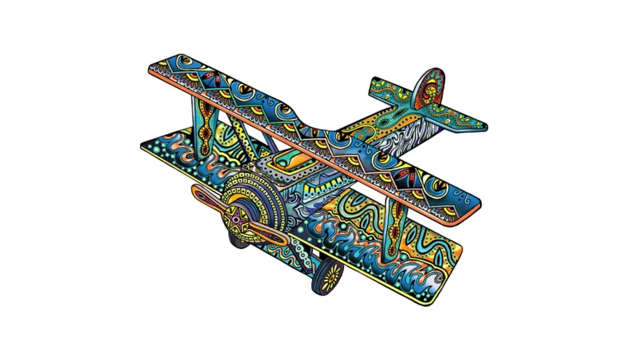 EUREKA PUZZLES Fa puzzle játék 112 darabos Kétfedelü repülőgép