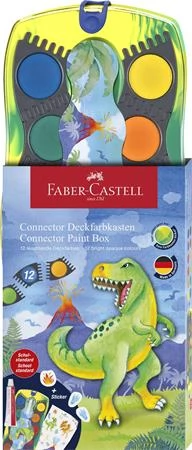 FABER-CASTELL Dinoszaurusz Vízfesték 12 darabos +1 fehér tempera + matrica