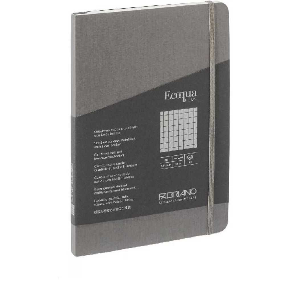 FABRIANO Ecoqua Plus A5 80 lapos kockás notesz antracit
