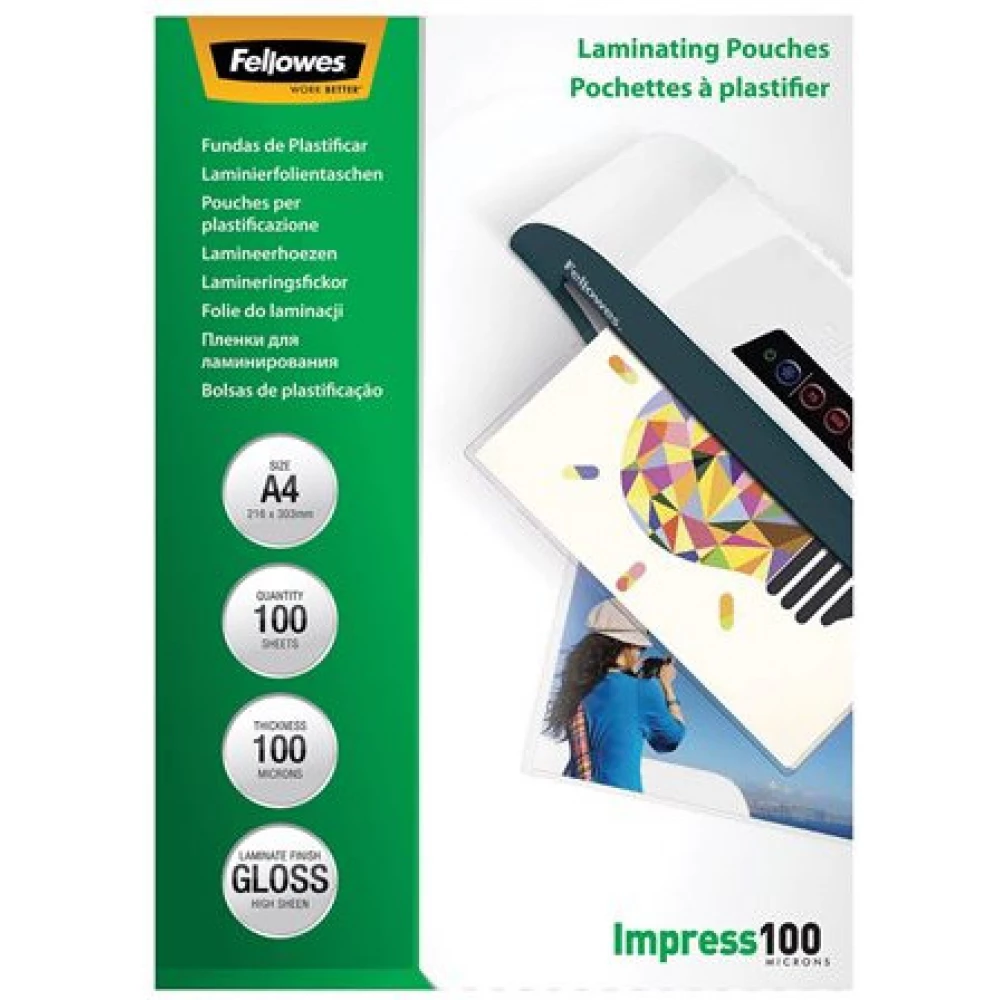 FELLOWES A4 fényes lamináló fólia 100 mikron