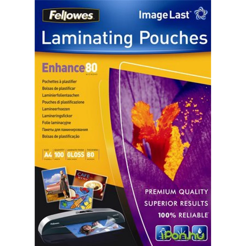 FELLOWES A5 fényes lamináló fólia 80 mikron IFW53060