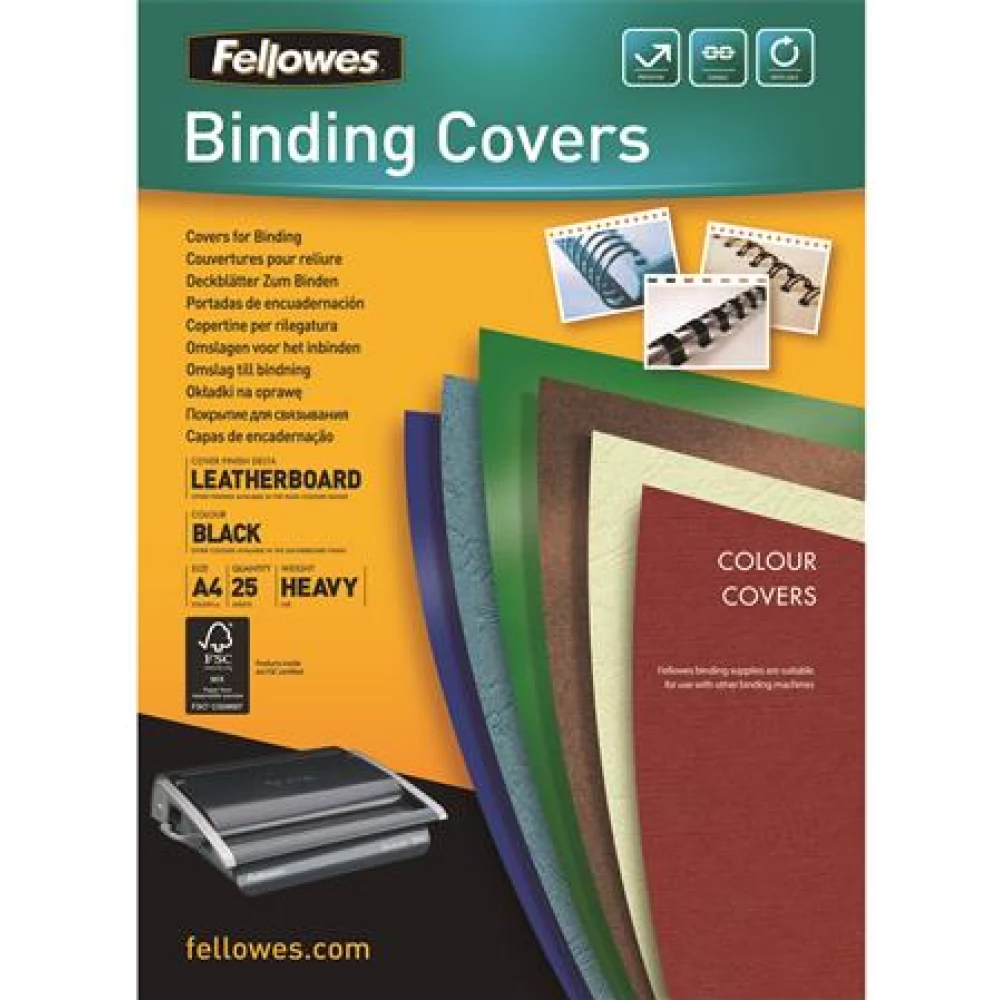 FELLOWES Delta matt hátlap spirálozáshoz fekete A4 25 db/csomag