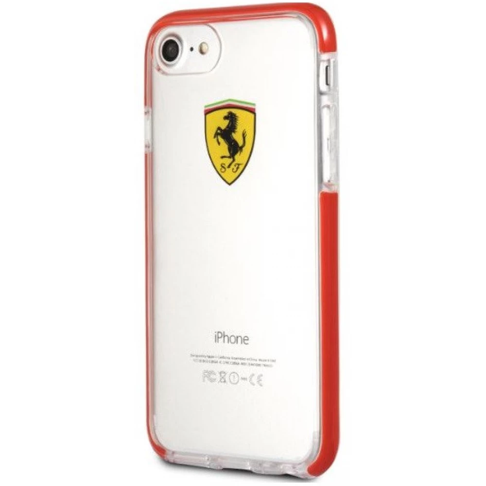 FERRARI Fényes hátlaptok iPhone 7 piros-átlátszó