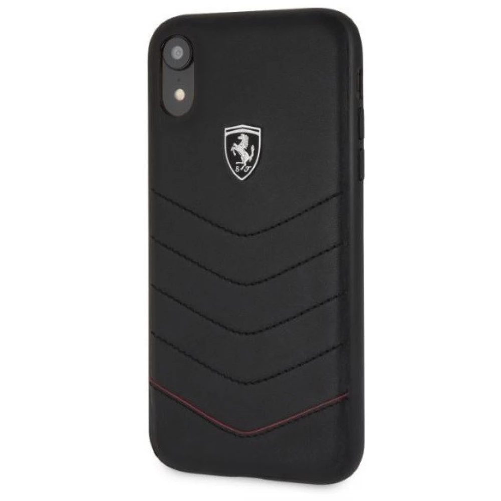 FERRARI Heritage tűzdelt bőr kemény tok iPhone XR fekete