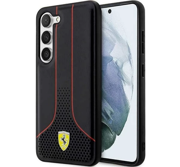 FERRARI Perforated 296 P Samsung Galaxy S23 Ultra hátlap tok fekete