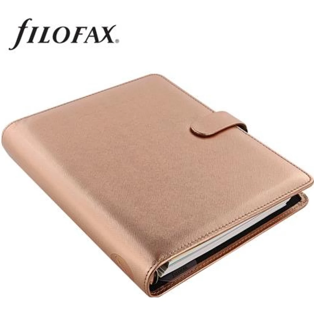 FILOFAX Saffiano Metallic Kalendárium gyűrűs betétlapokkal A5 méret rózsaarany