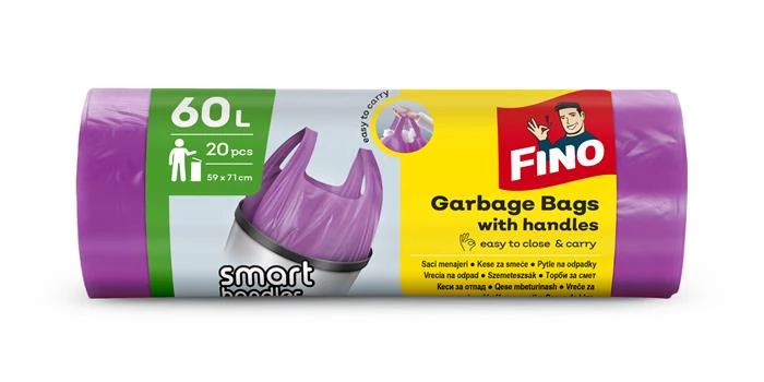 FINO Smart handles Szemeteszsák köthető füles 60 l 20 db