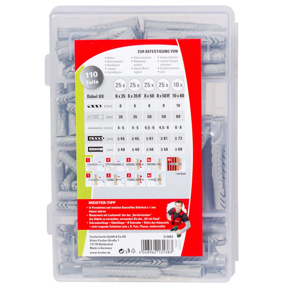 FISCHER 513893 Meister-Box UX/UX R dübel csomag (110 db)