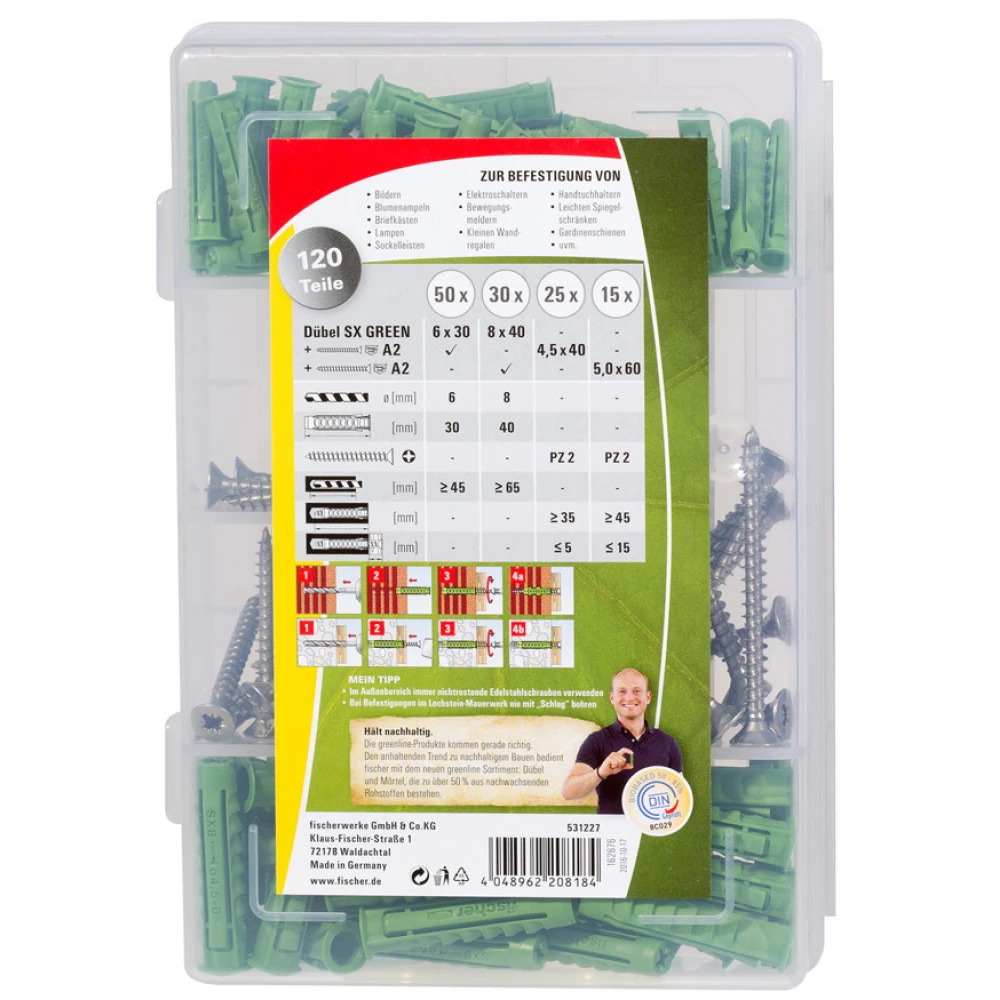 FISCHER 531227 Meister-Box greenline dübel készlet 120 db-os
