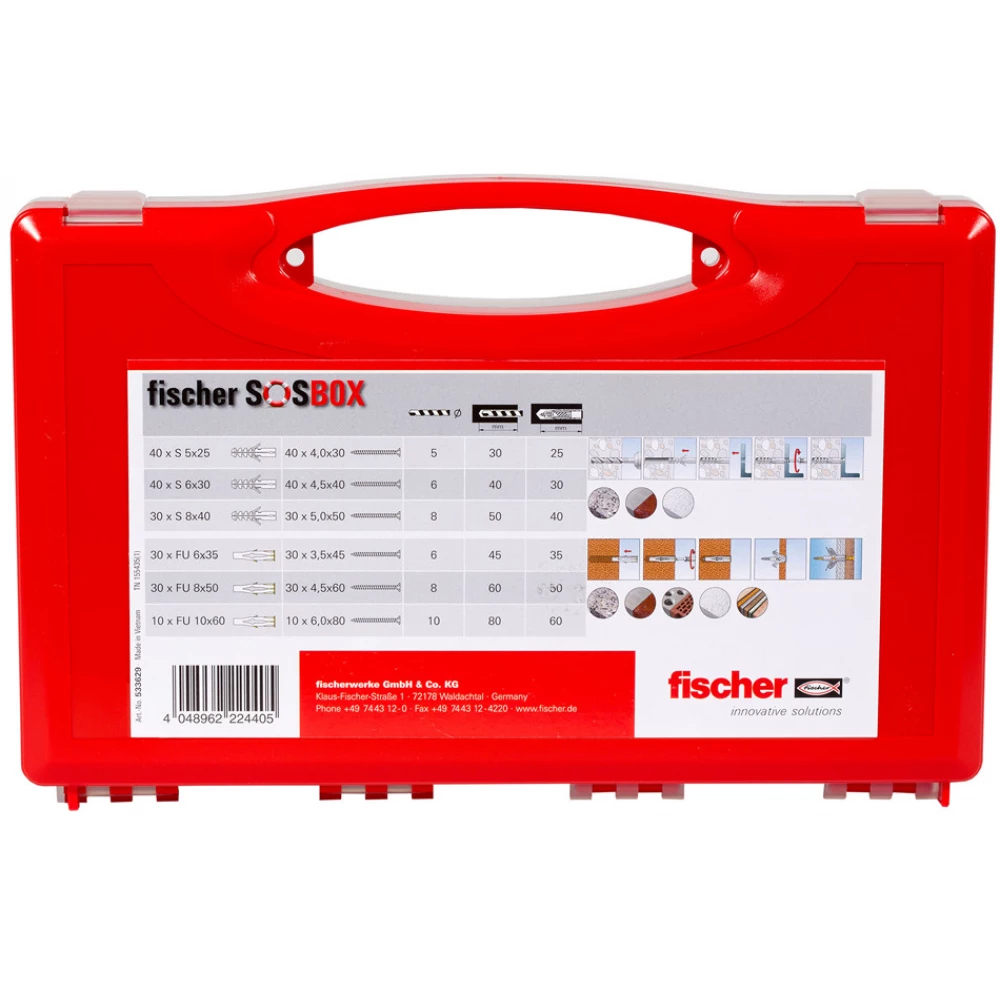 FISCHER 533629 SOSBOX S + FU dübel csomag (360 db)