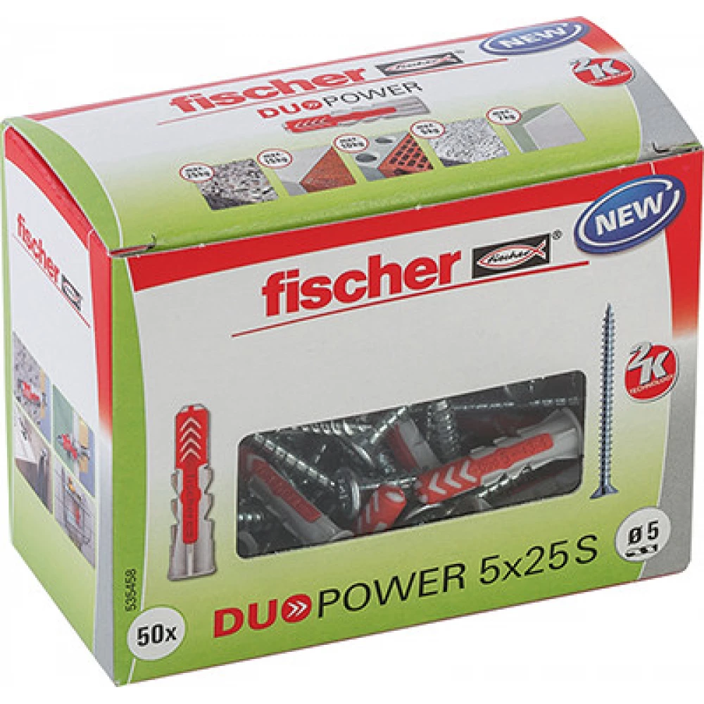 FISCHER DUOPOWER 5x25 S LD Dübel + csavar (50 db-os)