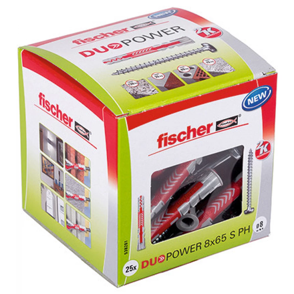 FISCHER DUOPOWER 8x65 S PH LD Dübel + csavar (25 db-os)